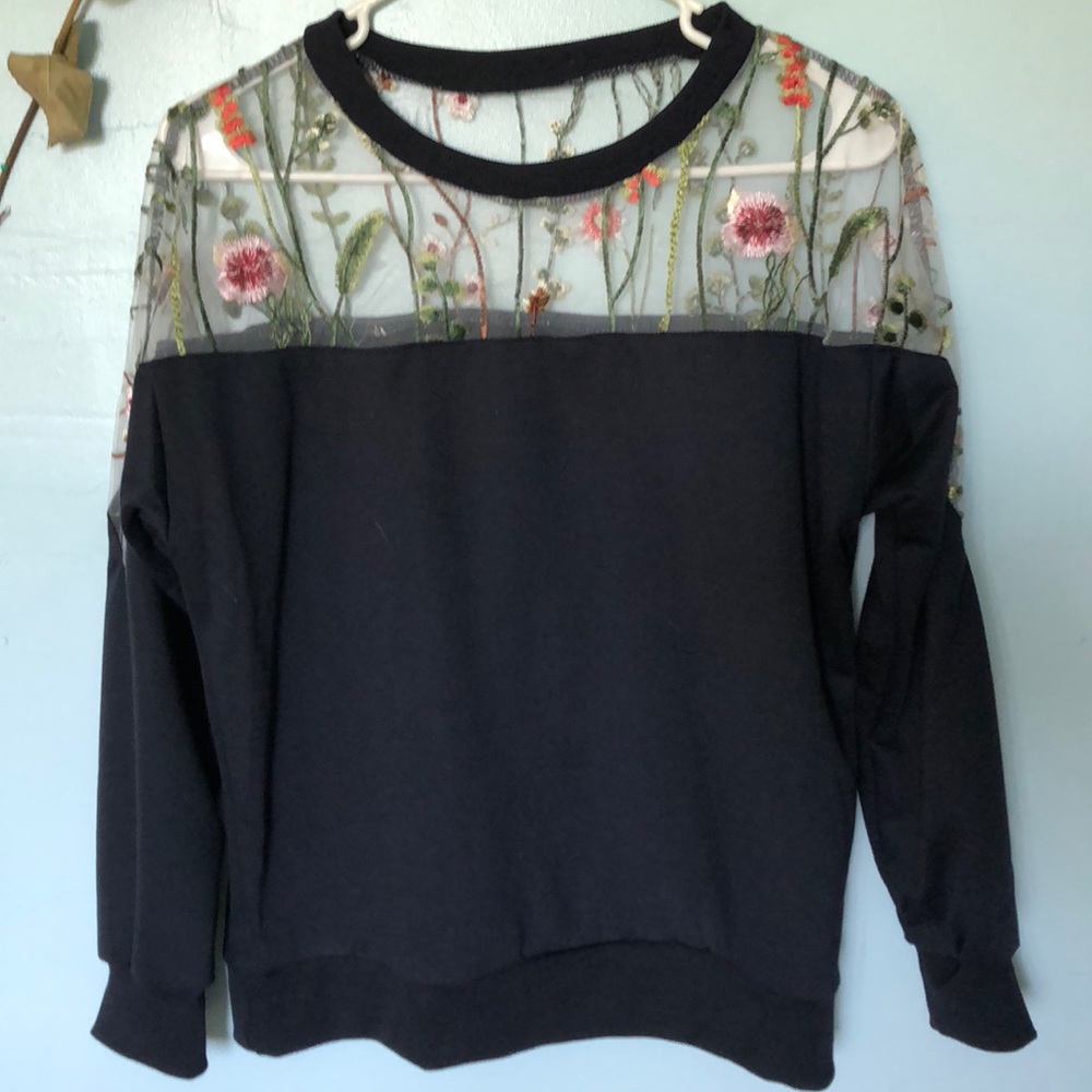 Navy Embroidered Sweater